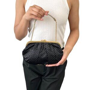 LOUIS VUITTON Vintage Monogram Aumoniere Mini Evening Bag Black Satin [106329]